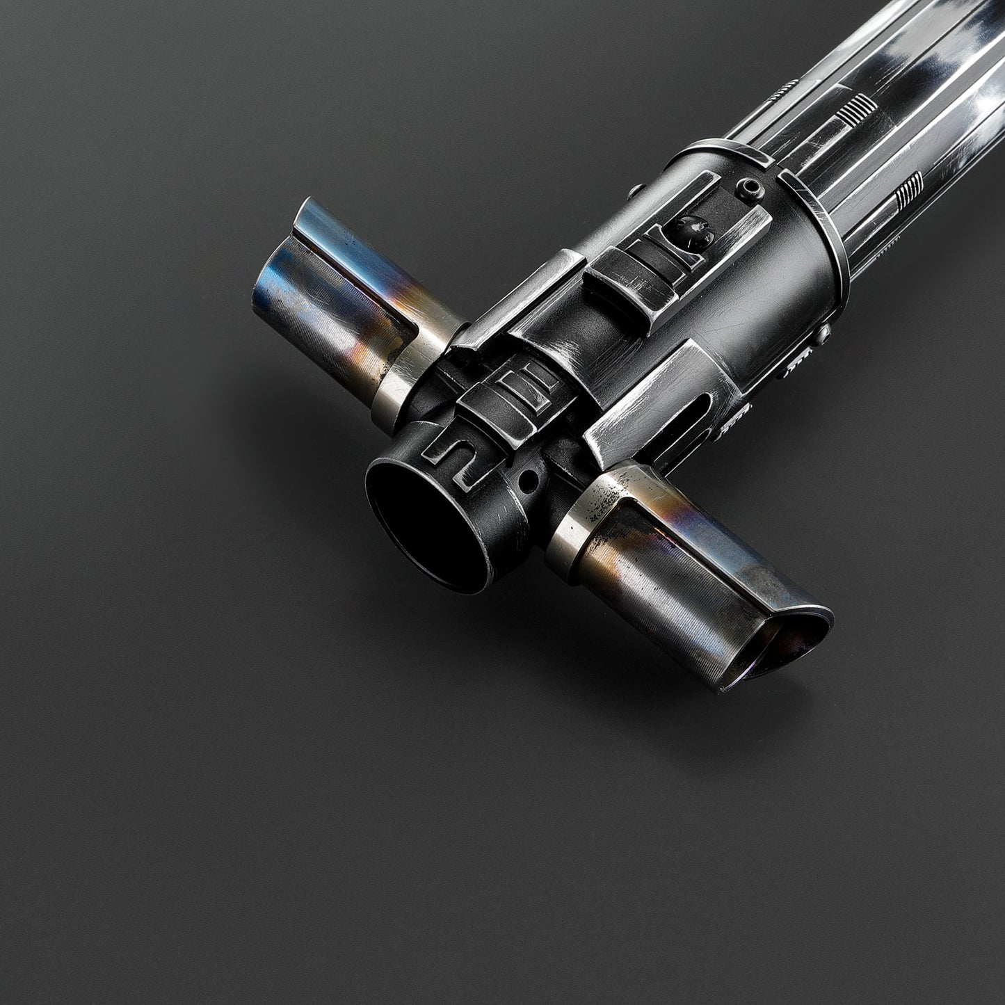 The Volatile Sentinel: The Unstable Crossguard Lightsaber (weathered)