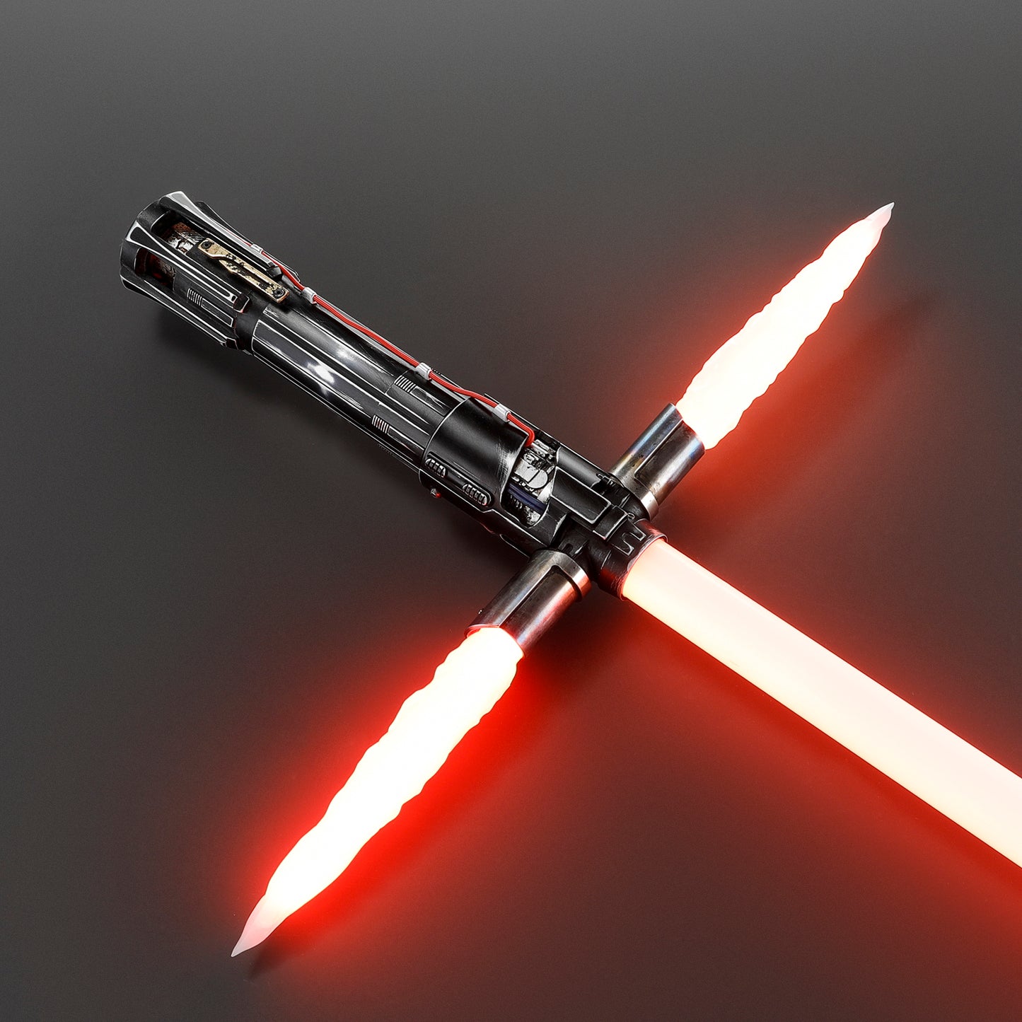 The Volatile Sentinel: The Unstable Crossguard Lightsaber (weathered)